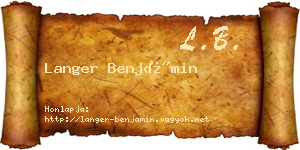 Langer Benjámin névjegykártya